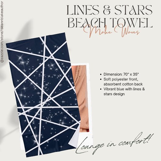 Serviette de plage Lignes et Étoiles