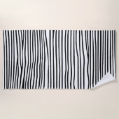 Serviette De Plage Lignes horizontales abstraites_noir (Devant)