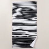 Serviette De Plage Lignes horizontales abstraites_noir (Devant)