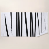 Serviette De Plage Lignes noires et blanches modernes Art Abstrait (Devant)