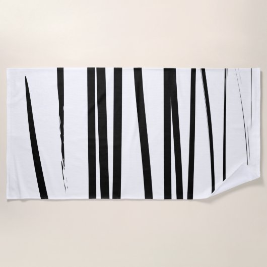Serviette De Plage Lignes noires et blanches modernes Art Abstrait (Devant)