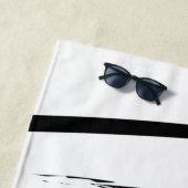 Serviette De Plage Lignes noires et blanches modernes Art Abstrait (En situation)