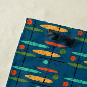 Serviette De Plage Lignes rétro et ovales (En situation)