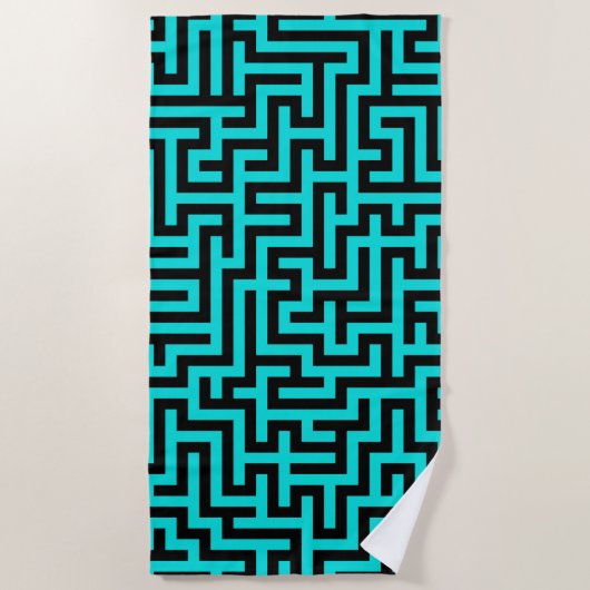 Serviette De Plage Lignes turquoise de Maze noir (Devant)