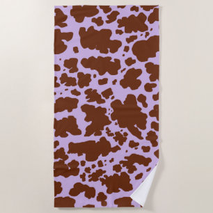 Serviette De Plage Lilac Purple moderne et peau Brown de vache Imprim