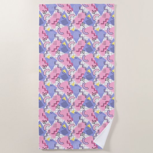 Serviette De Plage Lilac rose actif des années 80 Memphis (Devant)