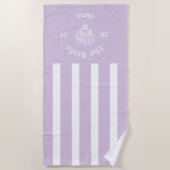 Serviette De Plage Lilac Violet Rayé de la MARiée  (Devant)
