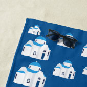 Serviette De Plage L'île grecque Santorin Blue Dome (En situation)