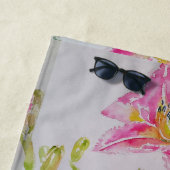 Serviette De Plage Lilys roses Peinture aquarelle Floral (En situation)