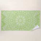 Serviette De Plage Lime Green Boho Mandala Personnalisé (Devant)