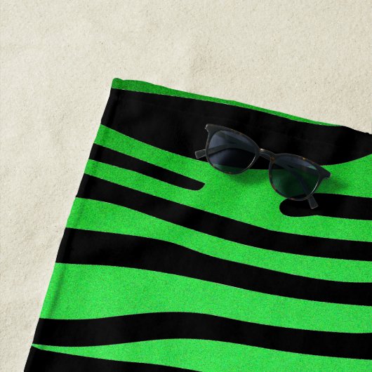 Serviette De Plage Lime Green Zebra (En situation)