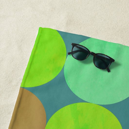 Serviette De Plage Lime Vert Turquoise Turquoise & Rust Cercles Monog (En situation)