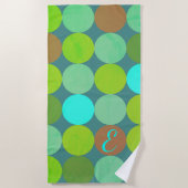 Serviette De Plage Lime Vert Turquoise Turquoise & Rust Cercles Monog (Devant)
