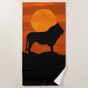 Serviette De Plage Lion au coucher du soleil