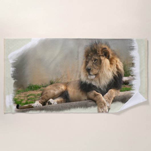 Serviette De Plage Lion au repos (Devant)