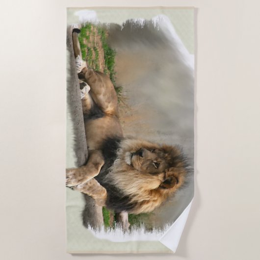 Serviette De Plage Lion au repos (Devant)