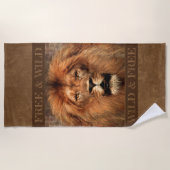 Serviette De Plage Lion avec texte personnalisable (Devant)