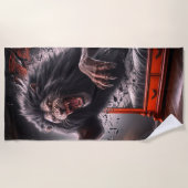 Serviette De Plage Lion effrayant (Devant)