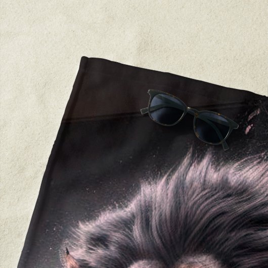 Serviette De Plage Lion effrayant (En situation)