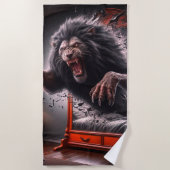Serviette De Plage Lion effrayant (Devant)