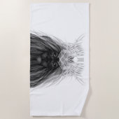 Serviette De Plage Lion noir avec couronne Antlers et monogramme (Devant)