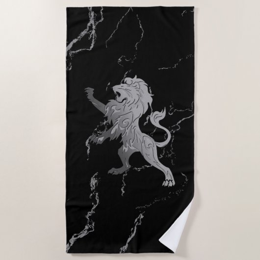 Serviette De Plage Lion royal d'argent (Devant)