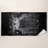 Serviette De Plage Lion Starlight avec monogramme Couronne noir (Devant)