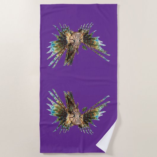 Serviette De Plage Lionfish - Conception abstraite - Découpe d'une ph (Devant)