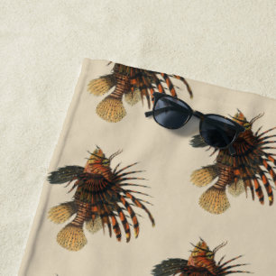 Serviette De Plage Lionfish Poisson, Vie Marine Océanique Animale Vin