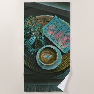 Serviette De Plage Lire Livres, Boire Café