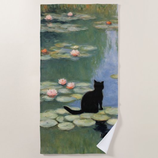 Serviette De Plage Lits d'eau Monet Claw Pond de chat (Devant)