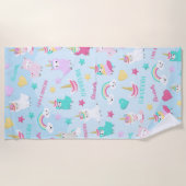 Serviette De Plage Little Girl Cute Llamacorn Pastel Motif (Devant)