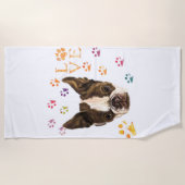 Serviette de plage Little Pet Dog avec des traces  (Devant)