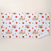 Serviette De Plage Little teddy bear with strawberry (Devant)