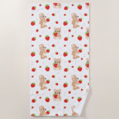 Serviette De Plage Little teddy bear with strawberry (Devant)