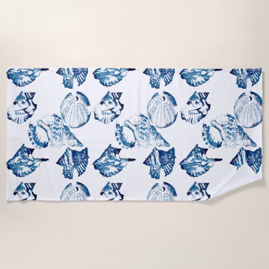 Serviette De Plage littoral chic indigo bleu marine (Devant)