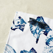 Serviette De Plage littoral chic indigo bleu marine (En situation)