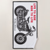 Serviette De Plage Live To Ride, Ride To Live Motorcycle Biker (Devant)