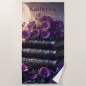 Serviette De Plage Livre Gothique Fleur Violet (Devant)