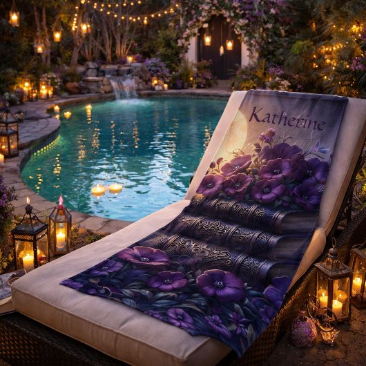 Serviette De Plage Livre Gothique Fleur Violet
