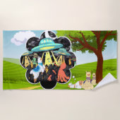 Serviette De Plage Llama Dreams Llama vs Evil Squid Epic Space Batail (Devant)