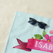 Serviette De Plage Llama et Cactus Floral Monogrammé (En situation)