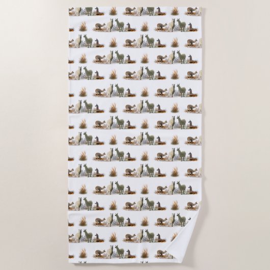 Serviette de plage Llama Meadow (choisir la couleu (Devant)