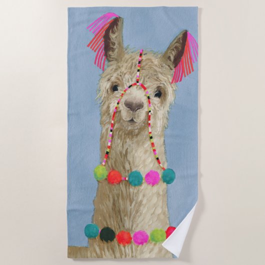 Serviette De Plage Llama ornée - Beige (Devant)