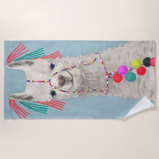 Serviette De Plage Llama ornée - Blanc (Devant)