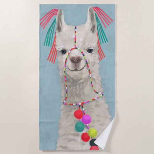 Serviette De Plage Llama ornée - Blanc (Devant)