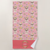 Serviette De Plage Llama rose mignonne Motif pour petites filles (Devant)