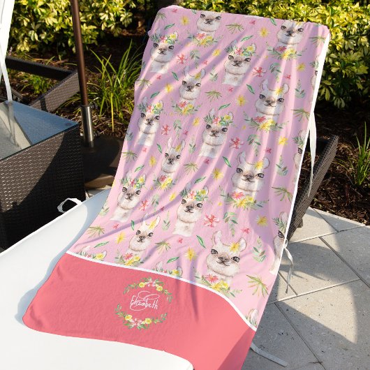 Serviette De Plage Llama rose mignonne Motif pour petites filles
