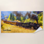 Serviette De Plage Locomotive - Ajouter Votre Nom - (Devant)