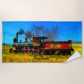 Serviette De Plage Locomotive - Ajouter Votre Nom - (Devant)